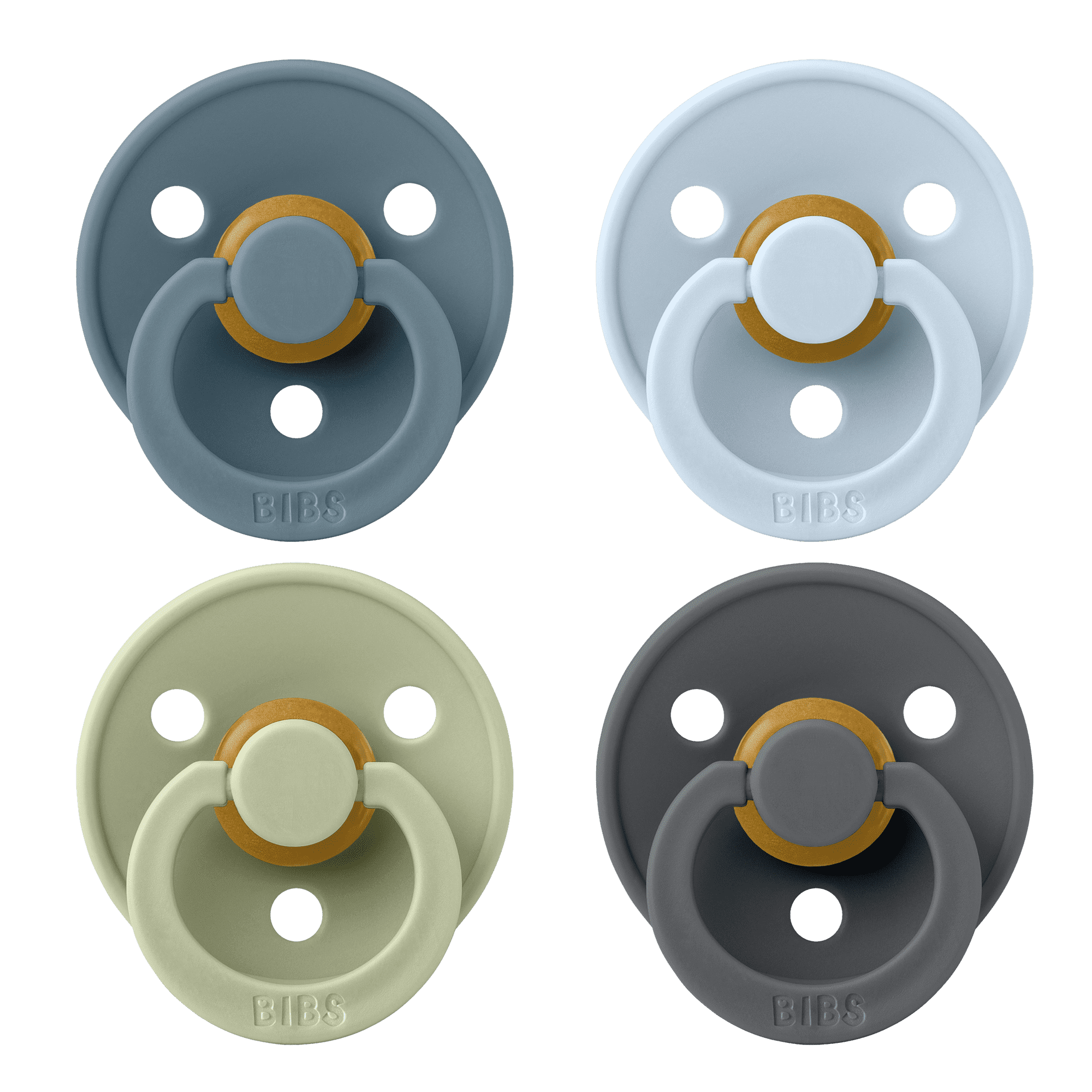 BIBS Pacifier Colour Size 2, 6-18 Months, Petrol/Sage/Baby Blue/Iron, 4 pack