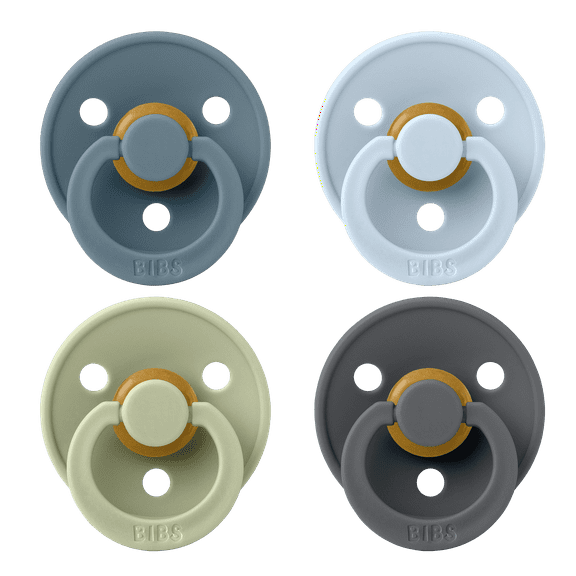 BIBS Pacifier Colour Size 2, 6-18 Months, Petrol/Sage/Baby Blue/Iron, 4 Pack