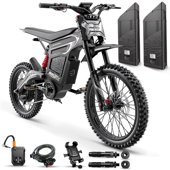 BIBUFF GT600 Electric Dirt Bike for Adult,7500W 55MPH,160+ Miles,Two 72V 30Ah Batteries,Full Suspension & Hydraulic Brakes, 19"/17" Tires,Off-Road Electric Mountain Bike UL2849
