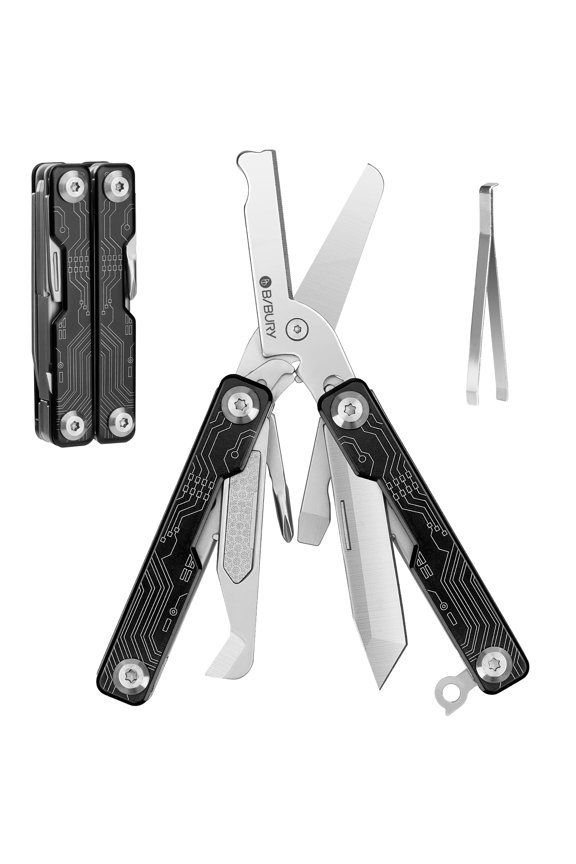 BIBURY Mini Keychain Multitool Scissors B12062B, 9 in 1 Multitool EDC Scissors with Screwdriver, Bottle Opener, Pocket Knife, Spring -Mini Multi Tool for Outdoor, Daily Use, Gifts for Men and Women