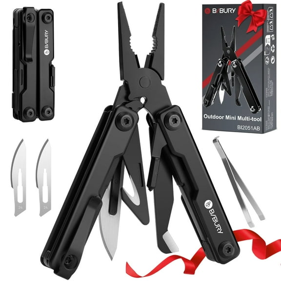 BIBURY Mini Multitool Pliers BI2051AB, Mini EDC Multi Tool with Pocket Clip for Outdoor Survival, Anniversary Birthday Gifts for Men and Women, Essential EDC Gear Tool