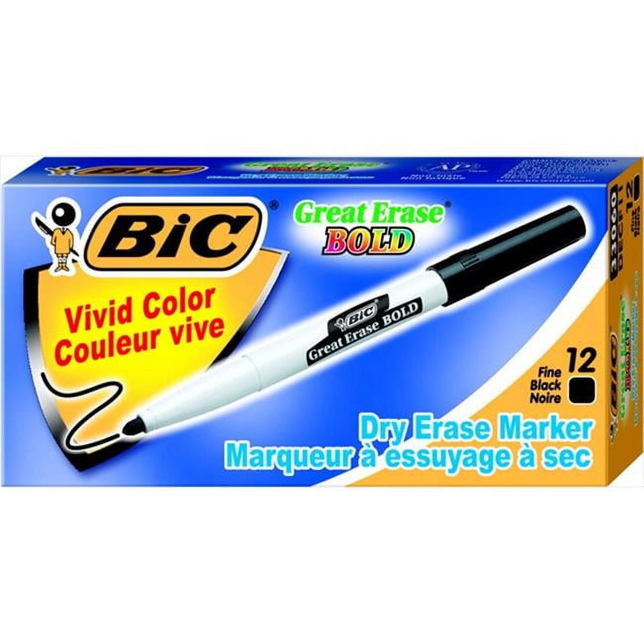 BIC 089399 Great Erase Bold NonToxic Dry Erase Marker, Fine Tip, Black