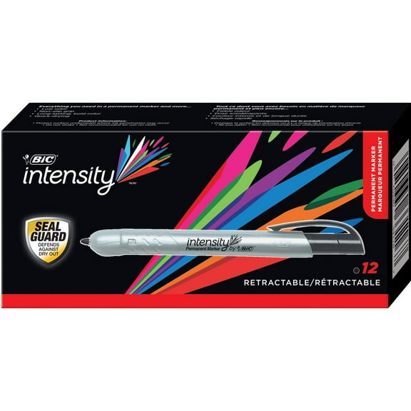 BIC-1PK BIC Mark-it Retractable Permanent Markers - Fine Marker Point - Retractable - Black - 1 Dozen