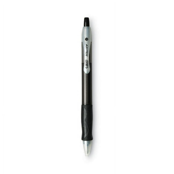 BIC-1PK Velocity Easy Glide Ballpoint Pen, Retractable, Medium 1 mm, Black Ink, Translucent Black Barrel, Dozen