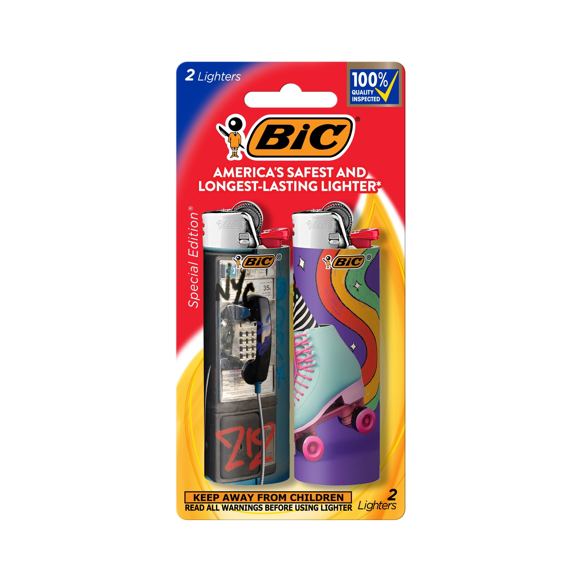 BIC Pocket Lighter, Special Edition Designs, Pack of 2