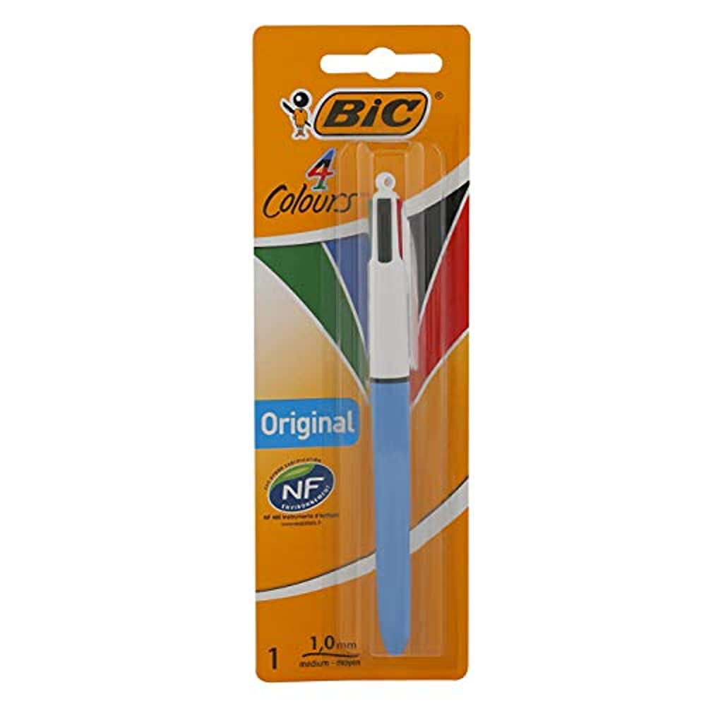 BIC 4-Color Ballpoint Pen - Refillable Medium Point, Blue, Black, Red, Green Ink (1 Pen)