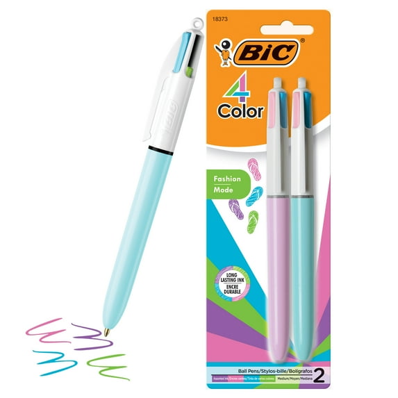 BIC 4-Color Fashion Ballpoint Pens, Medium Point (1.0mm), 2-Count Pack