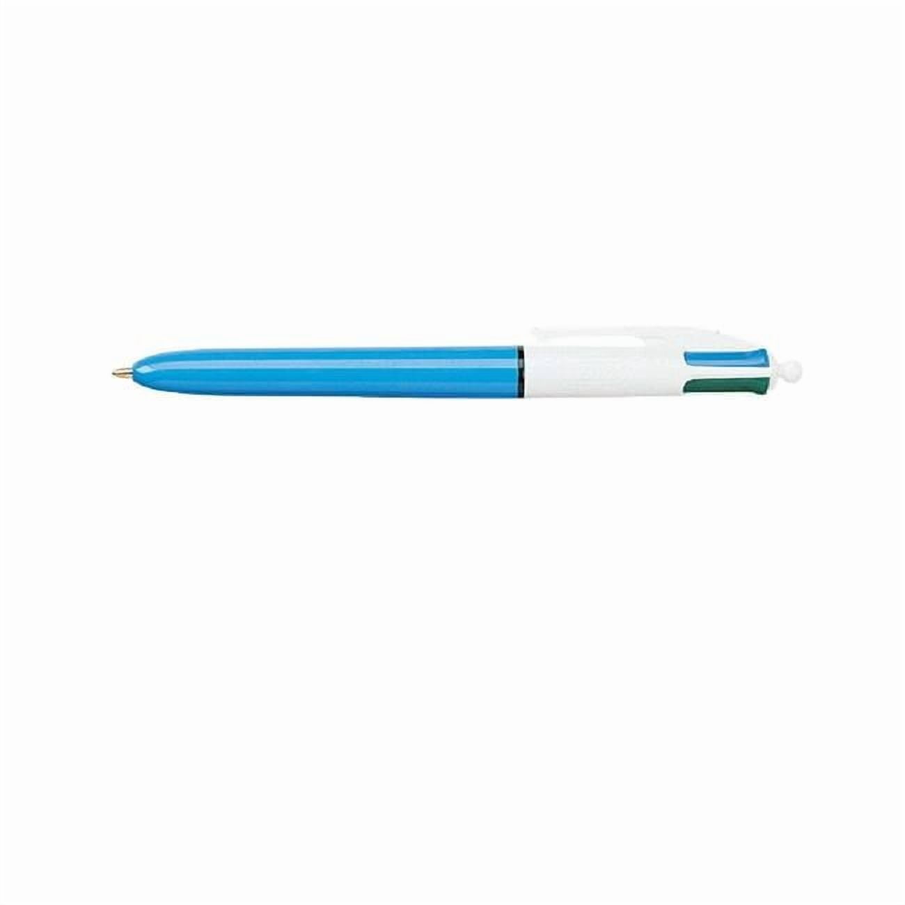 BIC 4-Color Refillable Retractable Ballpoint Pen 1 mm Medium Tip Assorted Color Ink, Blue & White Barrel