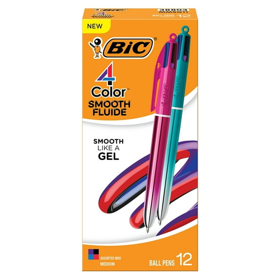 BIC 4-Color Smooth Gradient Retractable Ballpoint Pen Assorted Ink 12/Pack (MMSG11-AST)