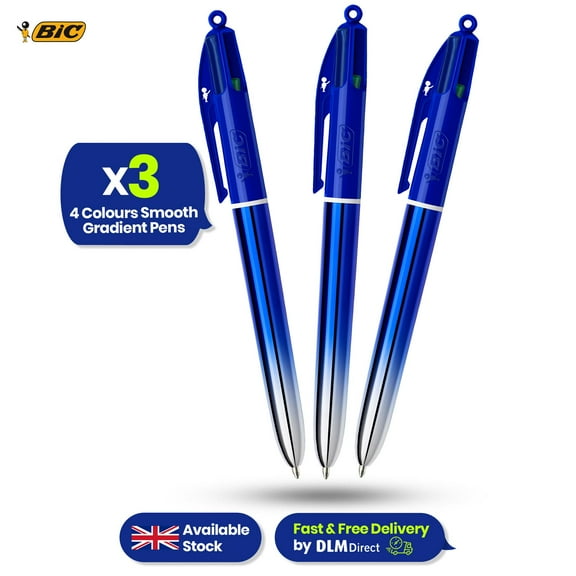 BIC 4-Colour Smooth Gradient Pens Pack of 3 Medium Points for Office & Home