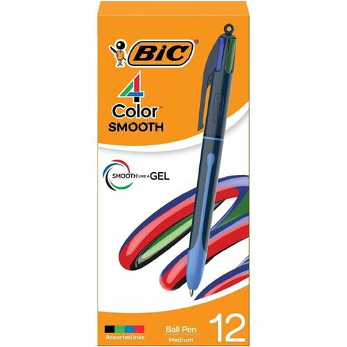 BIC 4-Colours-in-One Multifunction Ball Pen, Retractable, Multi Ink, Black Round, Blue Barrel (MMS11AAST) | 5 Dozen (60 Total)
