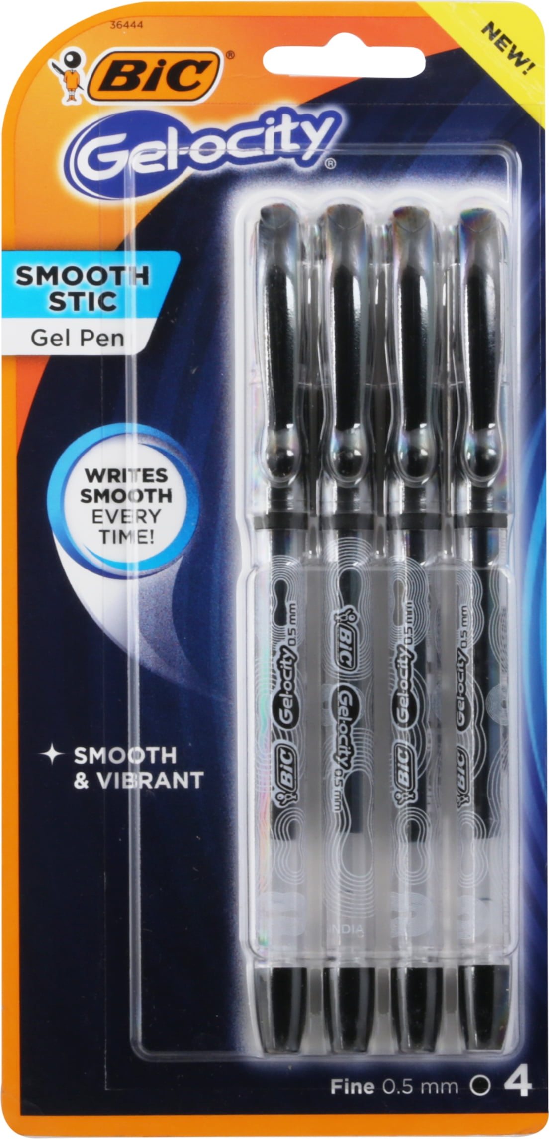 BIC Gelocity Stick Gelstifte – 4er Pack, Schwarz, 0,5 Mm, Für Glattes & Schnelltrocknendes Schreiben