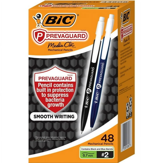 BIC Antimicrobial Mechanical Pencils - #2 Lead - 0.7 mm Lead Diameter - Black Lead - Plastic Barrel - 48 / Box | Bundle of 2 Boxes