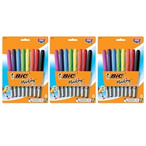 BIC Intensity Permanent Marker, Fine Point, Assorted Colors, 8 Per Pack, 3 Packs