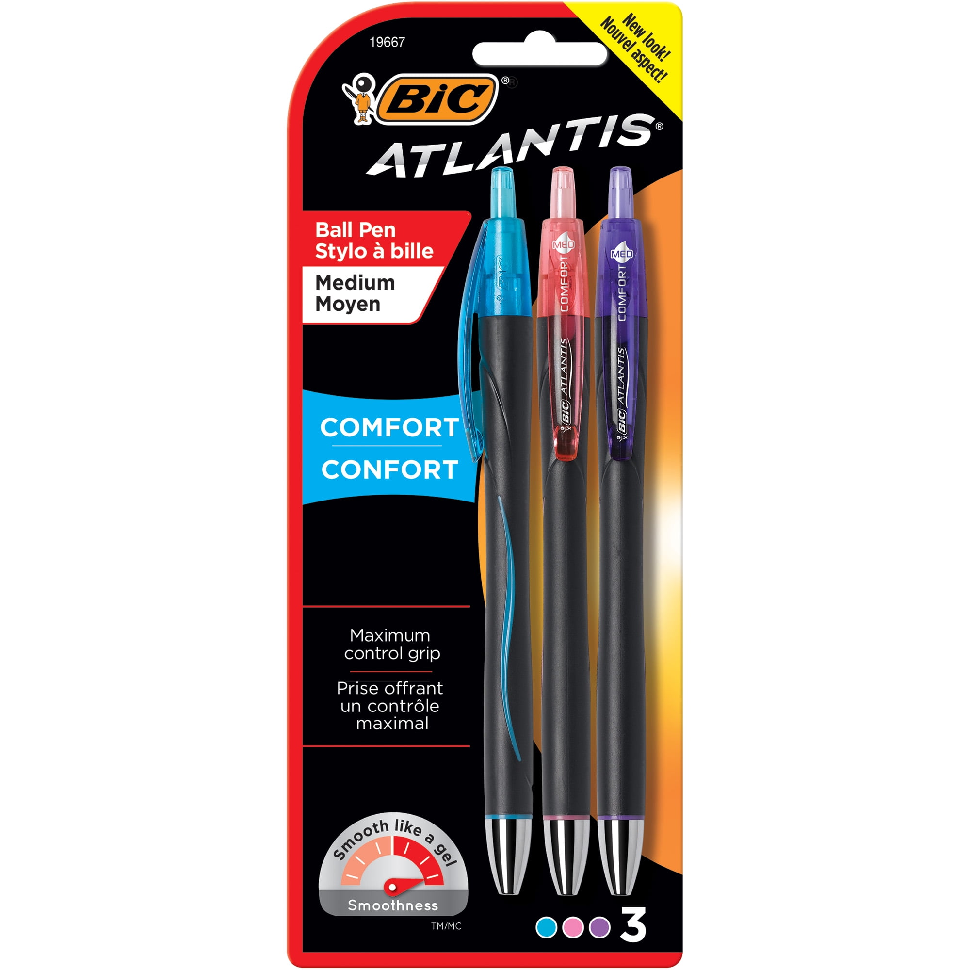 Bic Velocity Atlantis Bold Retractable Ballpoint Pen, 1.6mm, Black Ink & Barrel, 36/Pack