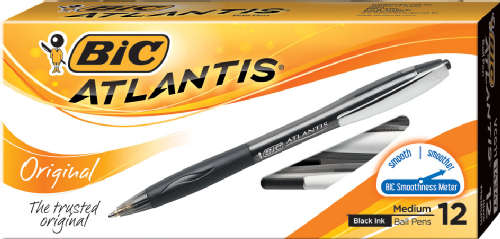BIC Atlantis Original Retractable Ball Pen, Black, 12 Pack - image 1 of 7