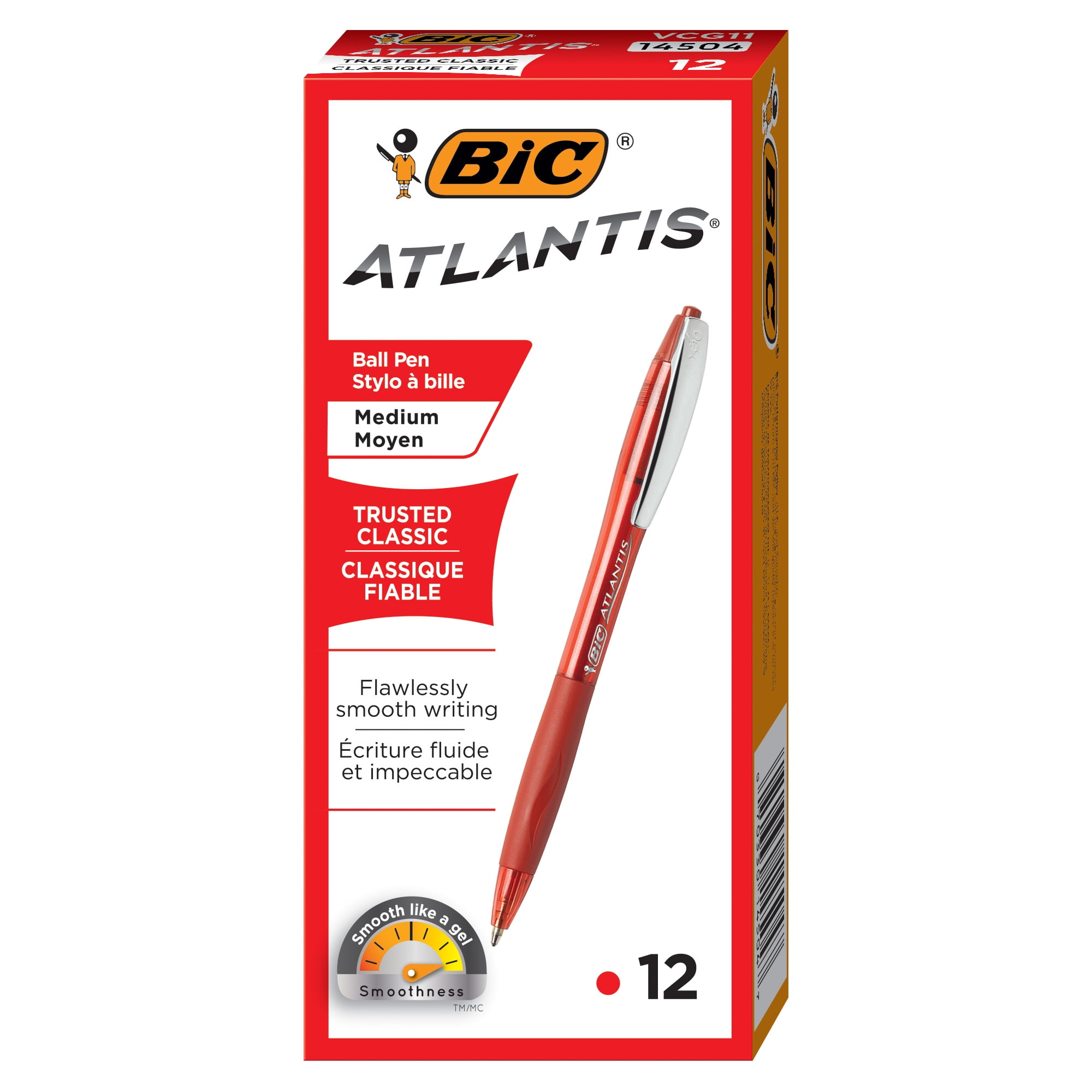 BIC Atlantis Original Retractable Ball Pen, Medium Point, Blue, 2 Count