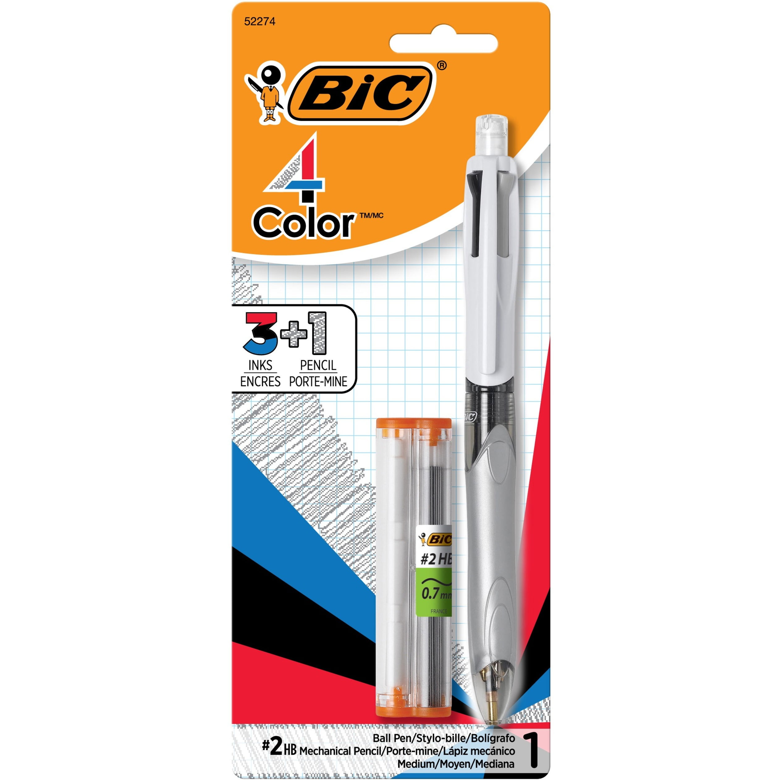 Bic 4 Colours Multifunctional Ballpoint Pen and HB Pencil Combo - Set of 12  - All in One Writing Instrument with Built in Eraser