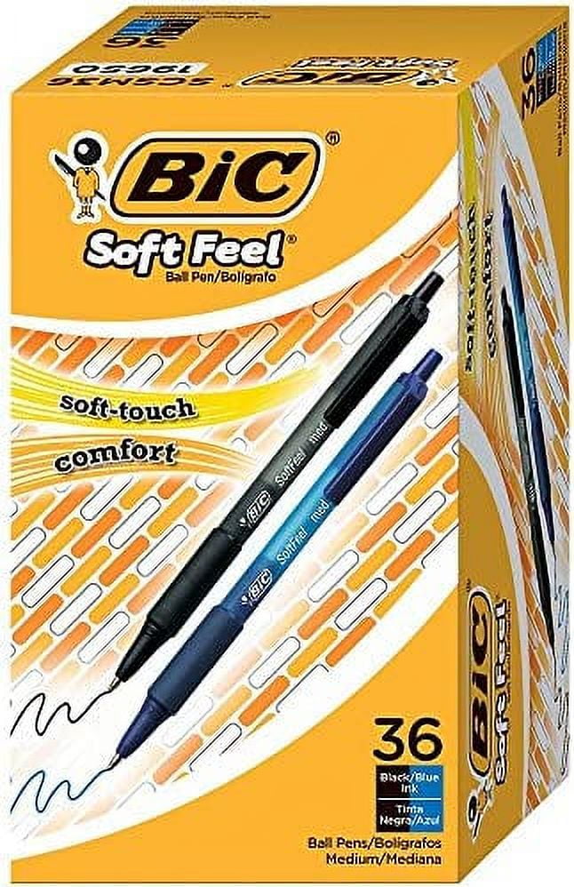 BIC-BIC Soft Feel Retractable Ballpoint Pen, 1mm, Assorted Ink/Barrel, 36/Pack (SCSM361AST)