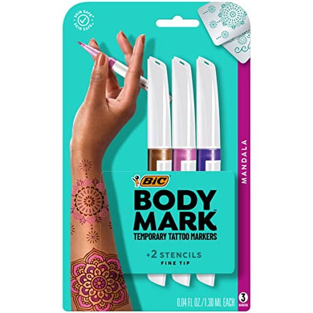 BIC BodyMark Temporary Tattoo Markers Assorted Barrel Colors
