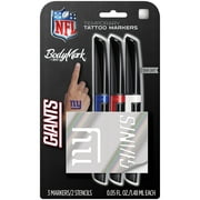 BIC BodyMark Temporary Tattoo Markers, New York Giants (Blue, Red, White), 3 Markers+2 Stencils