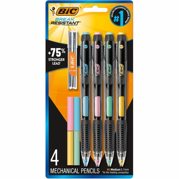 BIC Break Resistant Mechanical Pencils, 0.7 mm, 4 Count