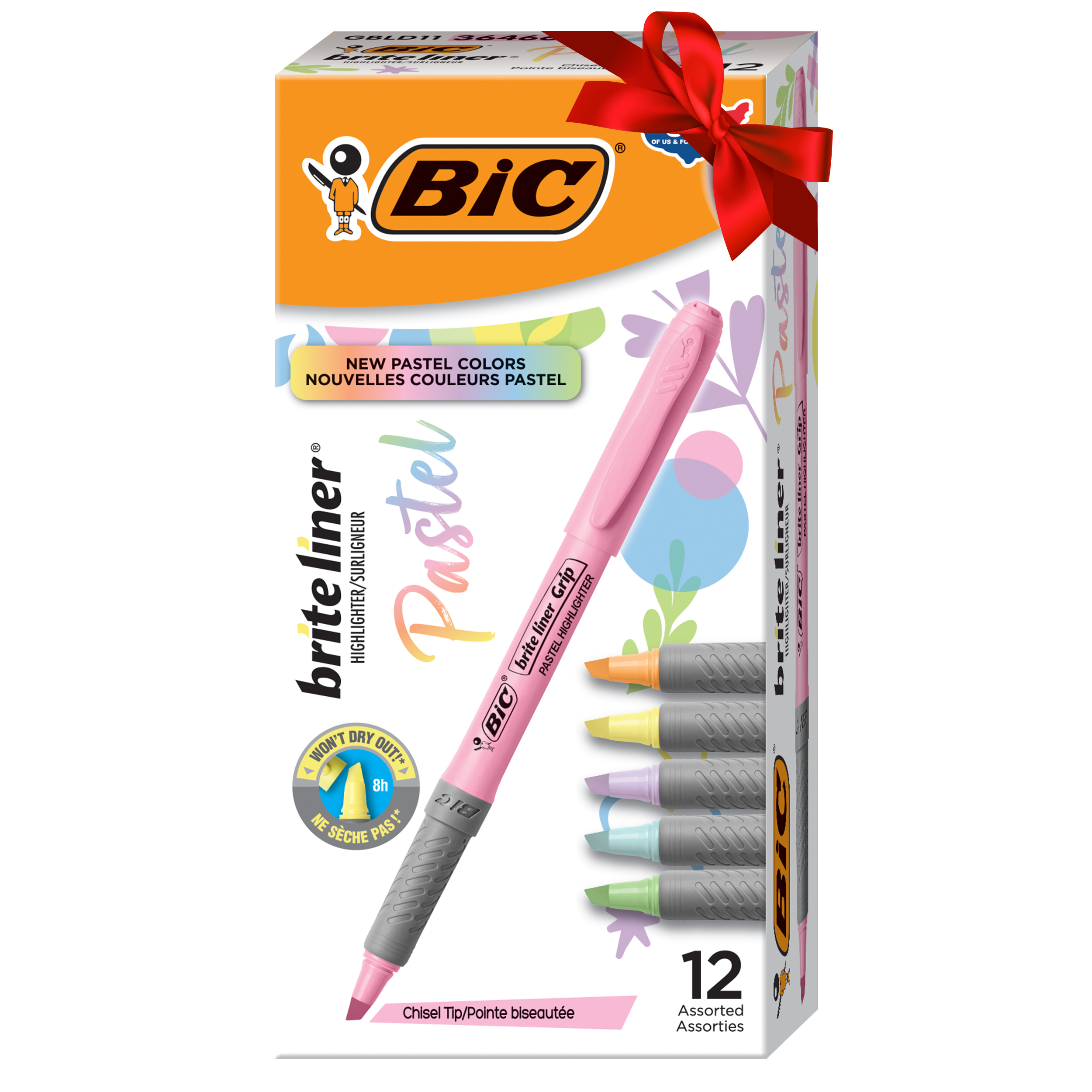 BIC Brite Liner + Highlighter, Chisel Tip, Fluorescent Yellow, Dozen