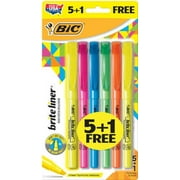 BIC Brite Liner Highlighters, Assorted Fluorescent Colors, 5 + 1 Pack of Highlighters
