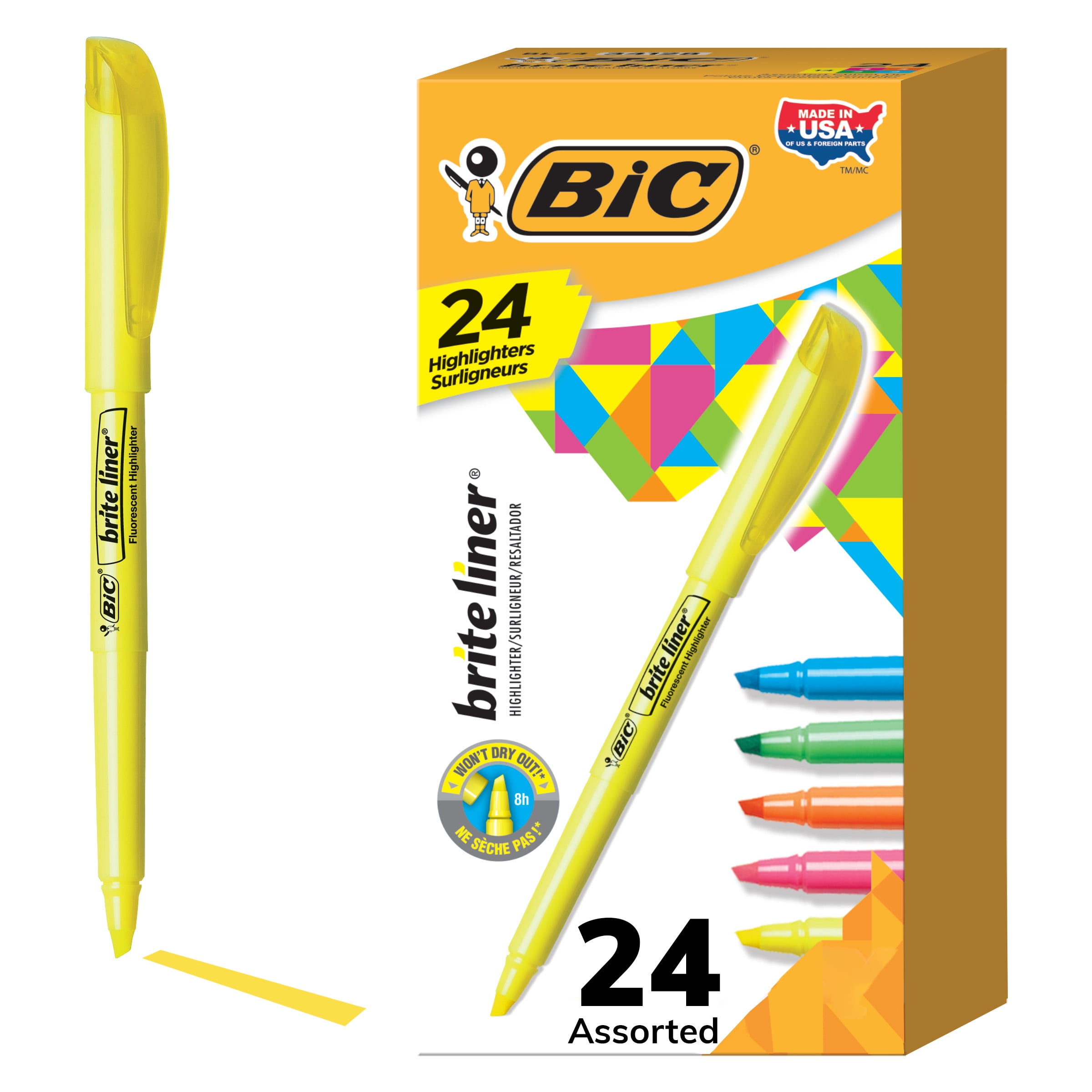 Bic® Brite Liner® Highlighters, Chisel Tip, Assorted Colors, 5 Per Pack, 6  Packs : Target
