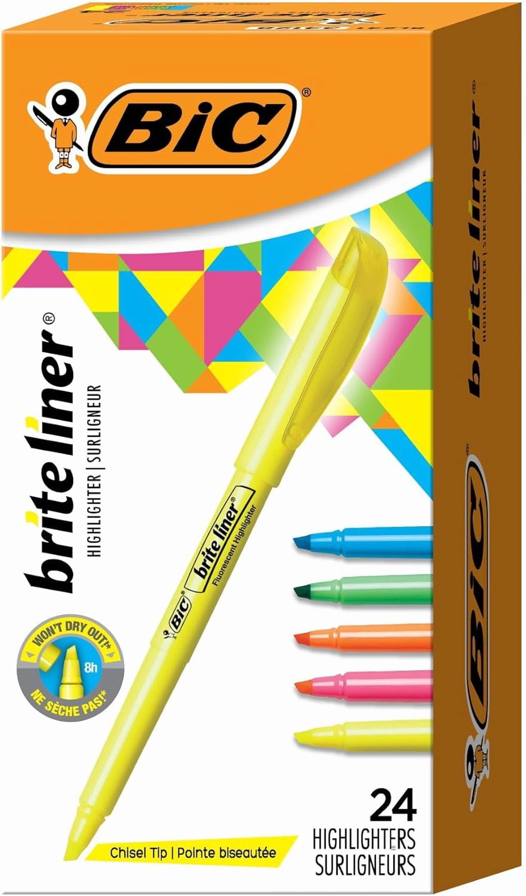 Brite Liner Highlighters with Chisel Tip for Broad and Fine Lines, 24-Count Pack in Assorted Colors