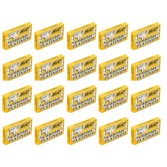 BIC Chrome Platinum Double Edge Safety Razor Blades, 100 Count + Schick Slim Twin ST for Dry Skin