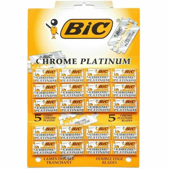 BIC Chrome Platinum Double Edge Safety Razor Shaving Blades, 100 Count