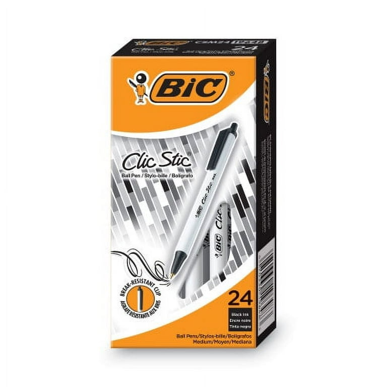 Clic Stic Ballpoint Pen Value Pack, Retractable, Medium 1 mm, Black Ink, White Barrel, 24/Pack Clic Stic Ballpoint Pen Value Pack, Retractable, Medium 1 mm, Black Ink, White Barrel, 24/Pack