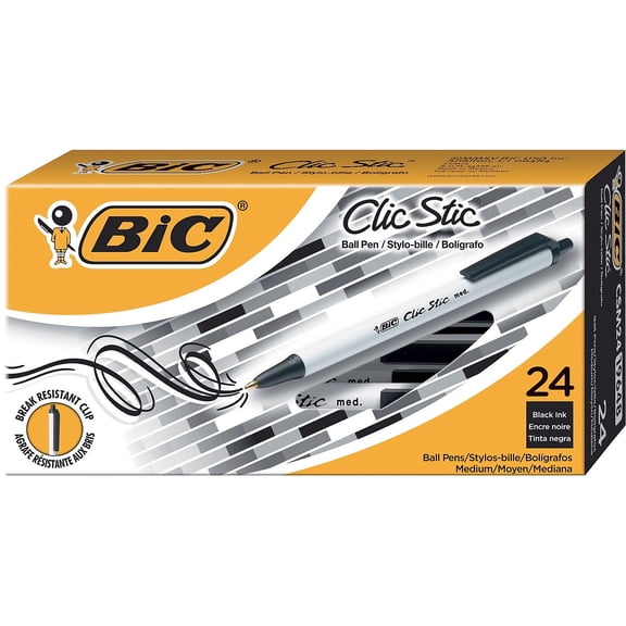 BIC Clic Stic Retractable Ballpoint Pen Medium Point 1.0mm Black Ink 432/Carton (CSM241-BLKVS)