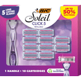 thumbnail image 1 of BIC Click 5 Soleil Women's Disposable Razors, 1 Purple Handle & 10 Pink Cartridges, 11 Piece Set, 1 of 8