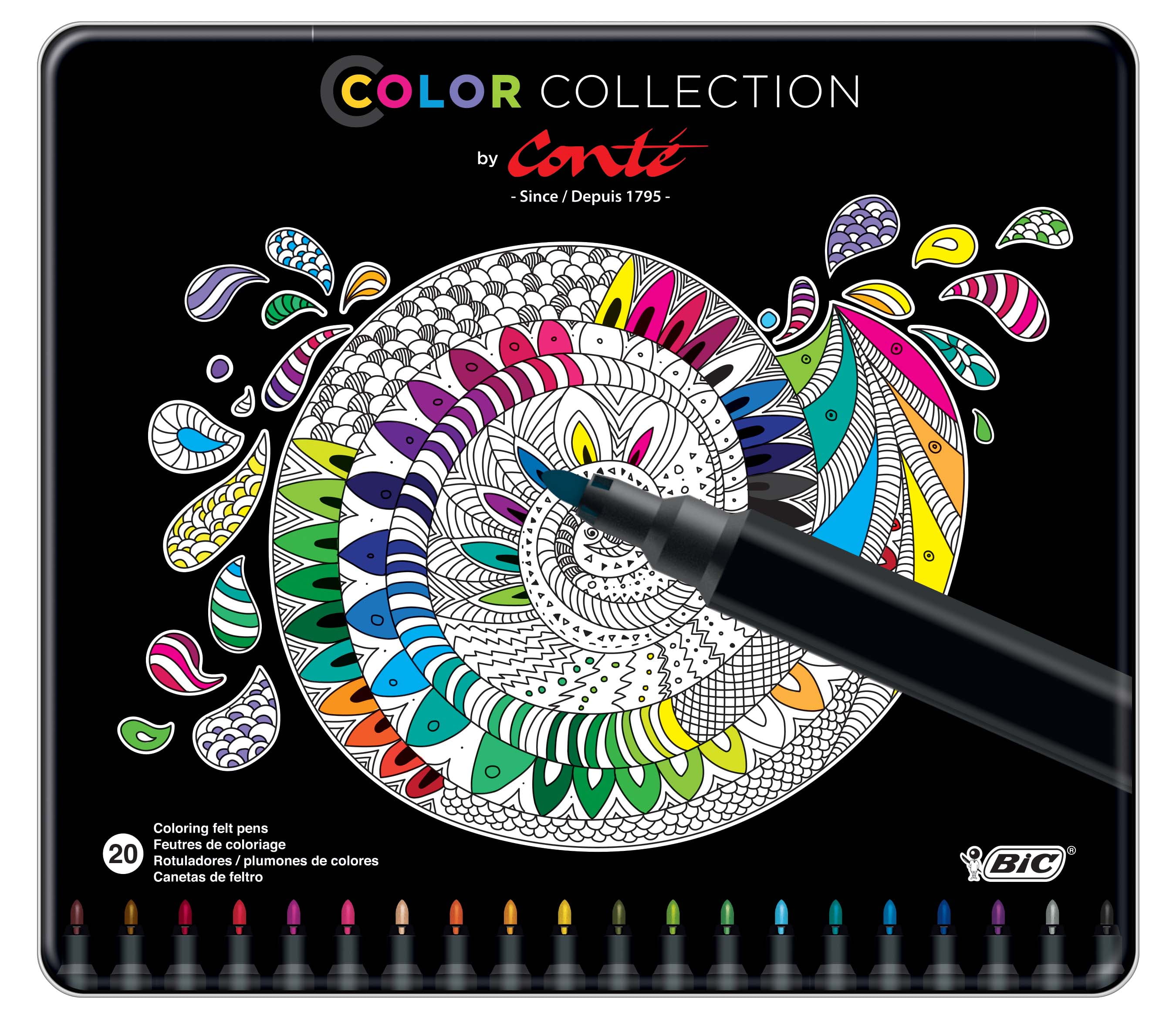 Color Conte BIC Color Collection by Conte, Felt Pen, 20-Count, Assorted - Walmart.com