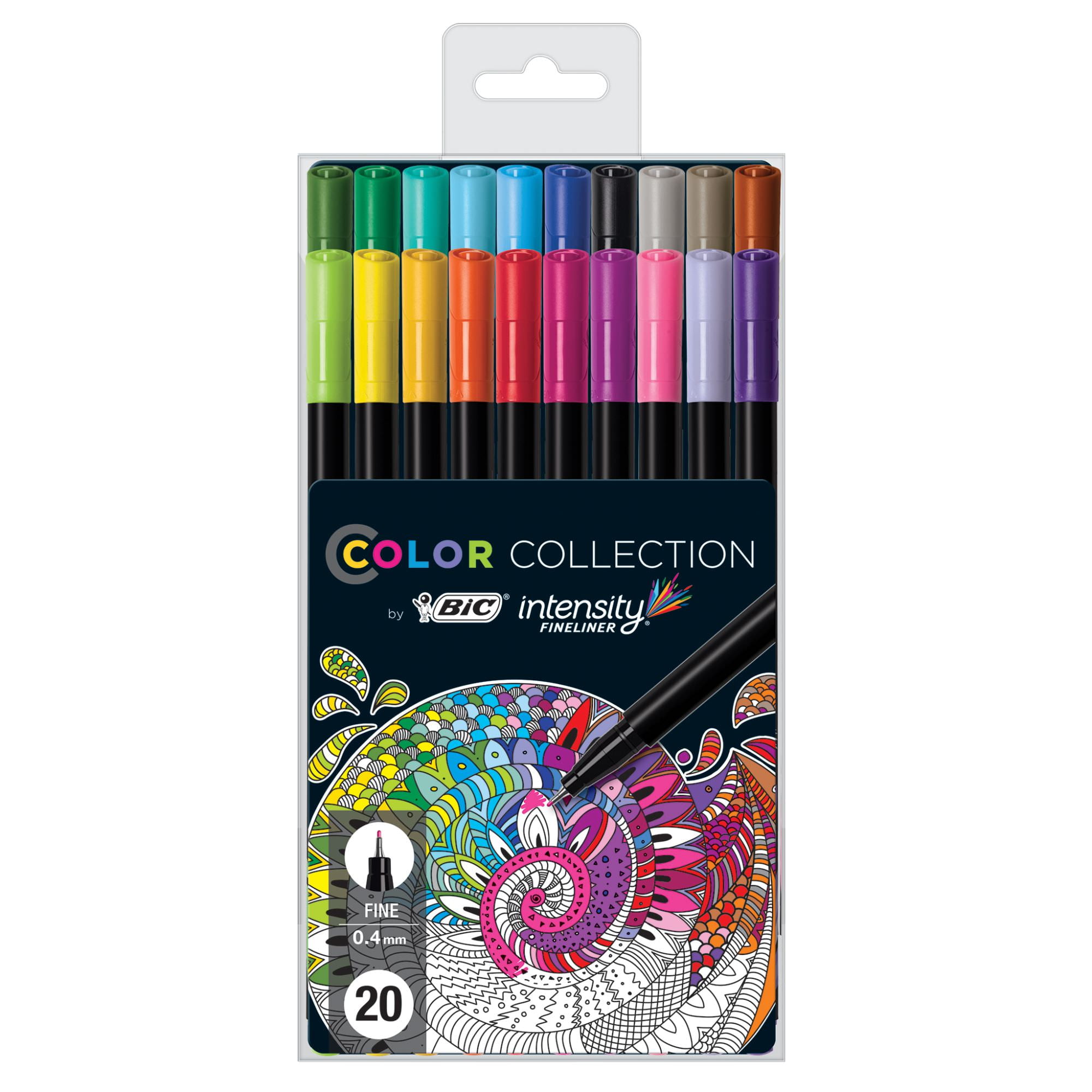 BIC Color Collection Art Coloring Felt-Tip Markers, 20 Count with Adult  Coloring Book