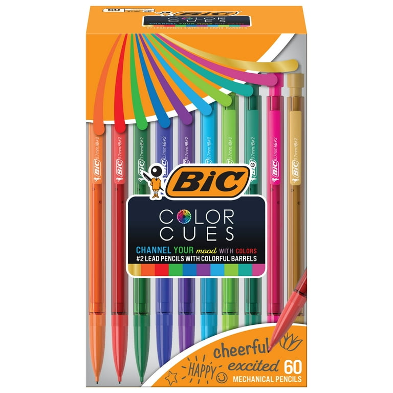 Bic Color Cues Mechanical Pencil Set, 60-Count Pack, Black, Fun Color Pencils for School, Perfect for School Supplies, Assorted