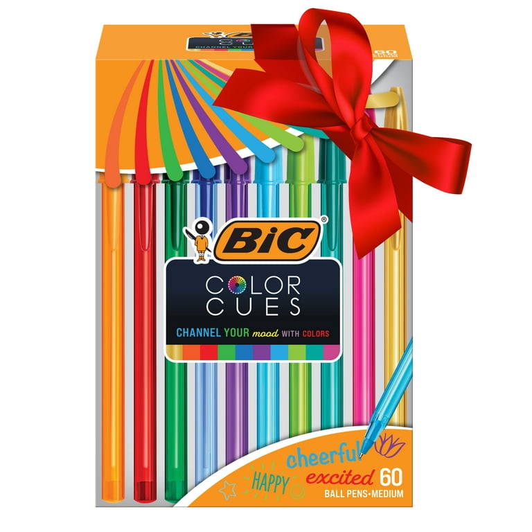 BIC Color Cues Pen Set, 60-Count Pack, Assorted Colors, Fun Color Pens for  School Supplies, Includes BIC Cristal Xtra Smooth Ballpoint Pens
