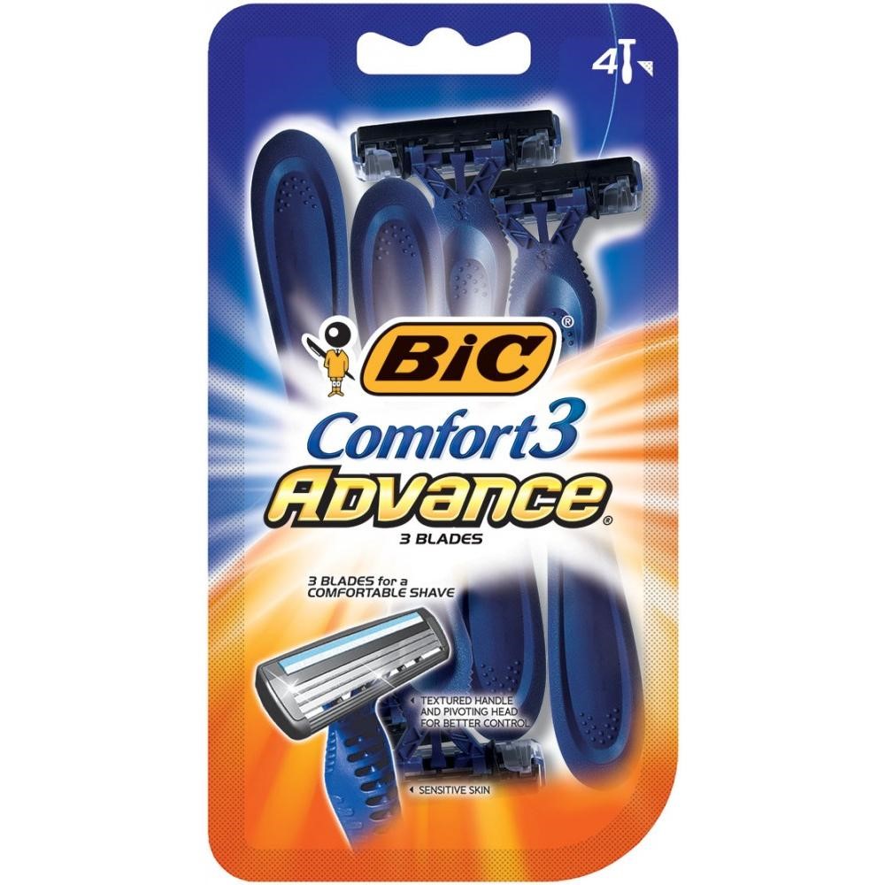 BIC Comfort 3® Advance® Disposable Razor, Assorted, 4 Packages, Counter Display - image 1 of 3