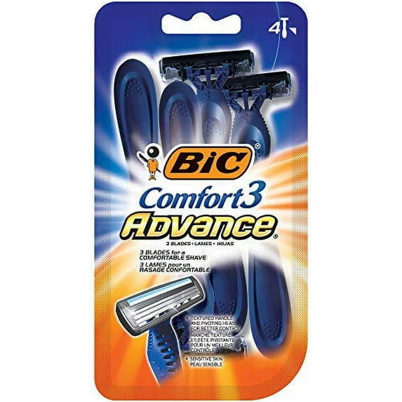 BIC Comfort 3 Advance Men's Disposable Razor, 4 Count