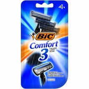 BIC Comfort 3 Men's 3-Blade Disposable Razors, Dorm Essentials for Guys, 4-Count