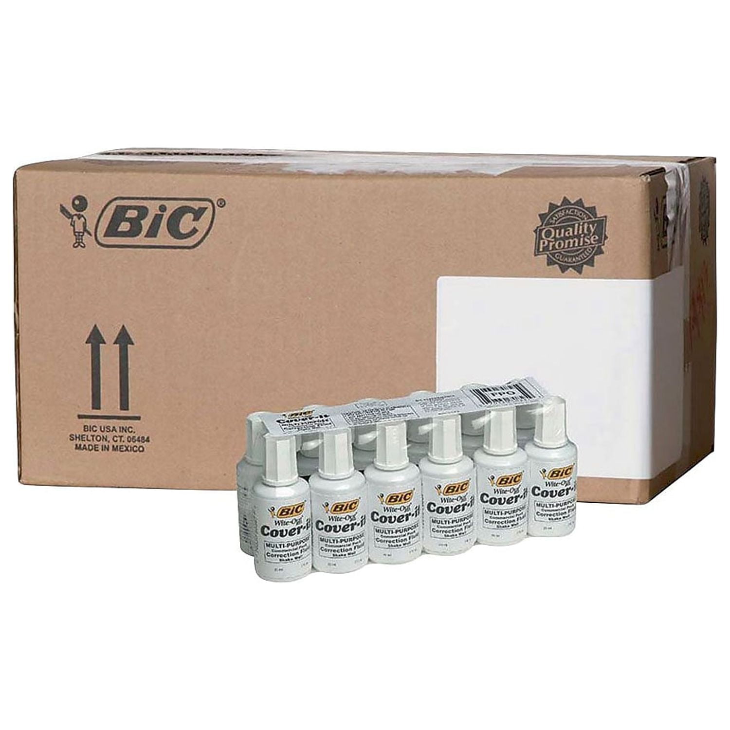 BIC CoverIt Correction Fluid, 20 ml Bottle, White, Dozen (WOC12DZ