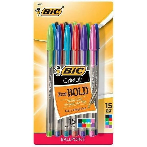 BIC Cristal Ballpoint Pen in Assorted Colors - 15ct