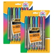 BIC Cristal Xtra Bold Fashion Ballpoint Pen, Medium Point 1.6mm, Assorted Colors, 24 Per Pack, 2 Packs