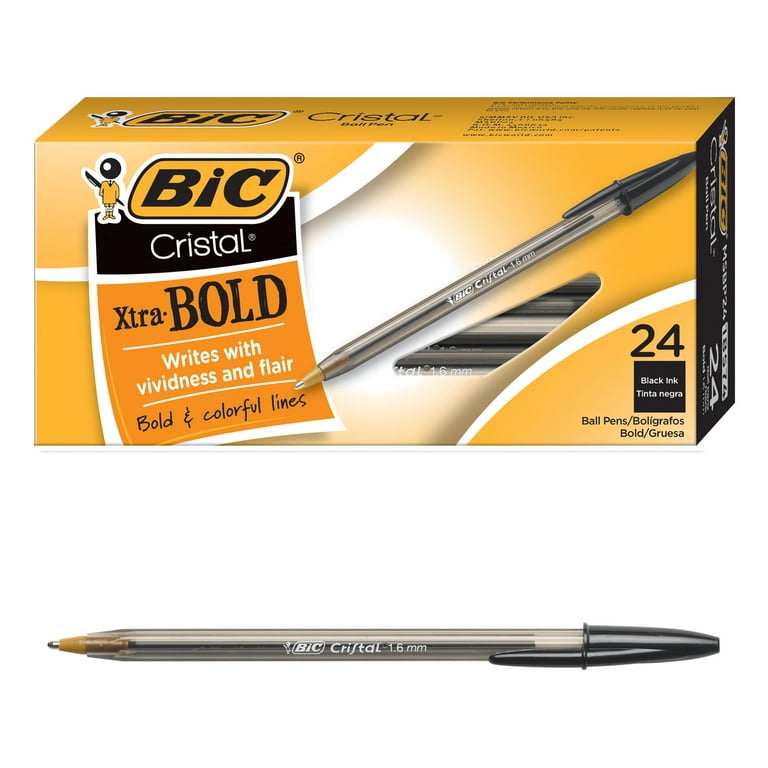 Cristal Xtra Bold Ballpoint Pen, Stick, Bold 1.6 mm, Black Ink, Clear Barrel, 24/Pack Cristal Xtra Bold Ballpoint Pen, Stick, Bold 1.6 mm, Black Ink, Clear Barrel, 24/Pack