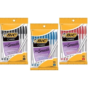 BIC Cristal Xtra Smooth Ball Pen Combo Set: Set Includes 10 Black, 10 Blue, and 10 Red
