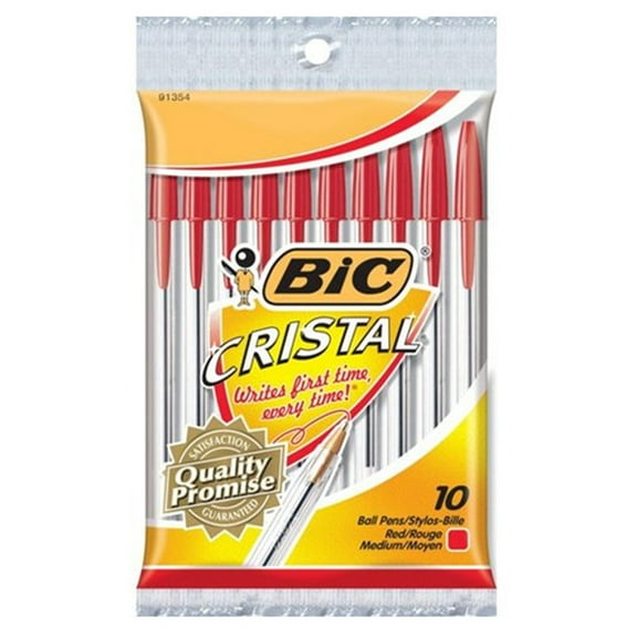 BIC Cristal Xtra Smooth Ball Point Pen, Medium Point (1.0 mm), Red, (Pack of 18)