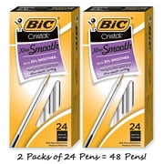 BIC Cristal Xtra Smooth Ball Point Pens, Medium Point 1.0 mm, Black, 48 Count