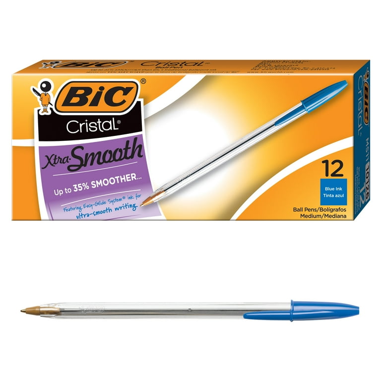 Cristal Xtra Smooth Ballpoint Pen, Stick, Medium 1 mm, Blue Ink, Clear Barrel, Dozen Cristal Xtra Smooth Ballpoint Pen, Stick, Medium 1 mm, Blue Ink, Clear Barrel, Dozen